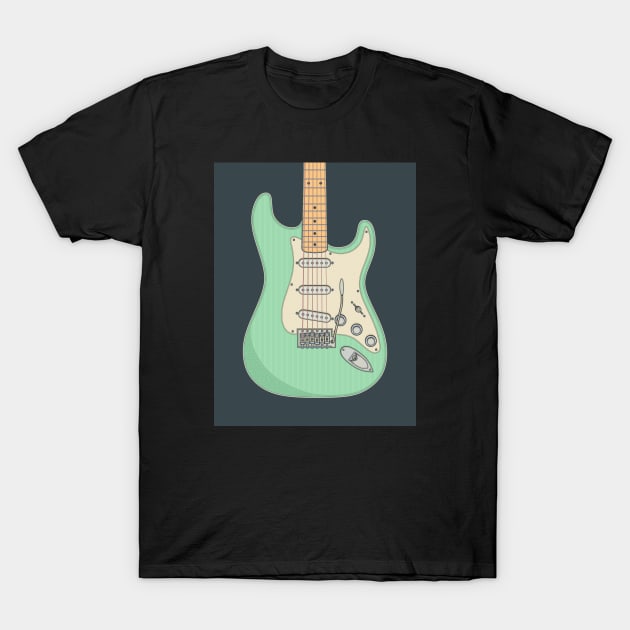 Surf Green Strat Guitar T-Shirt by milhad